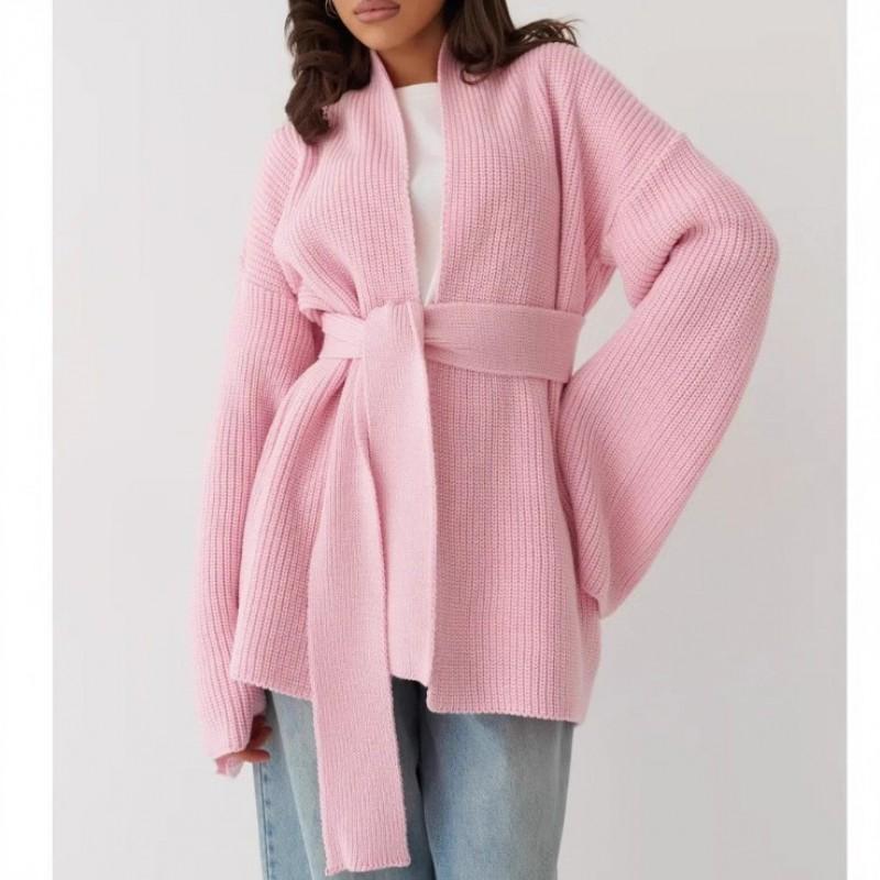 Oversized Knit Cardigan Women Fall Winter Soft Warm Loose Fit Long Sleeve Open Front Sweater With Belt