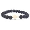 In Stock Multi-Color Lava Stone Cross Bracelet