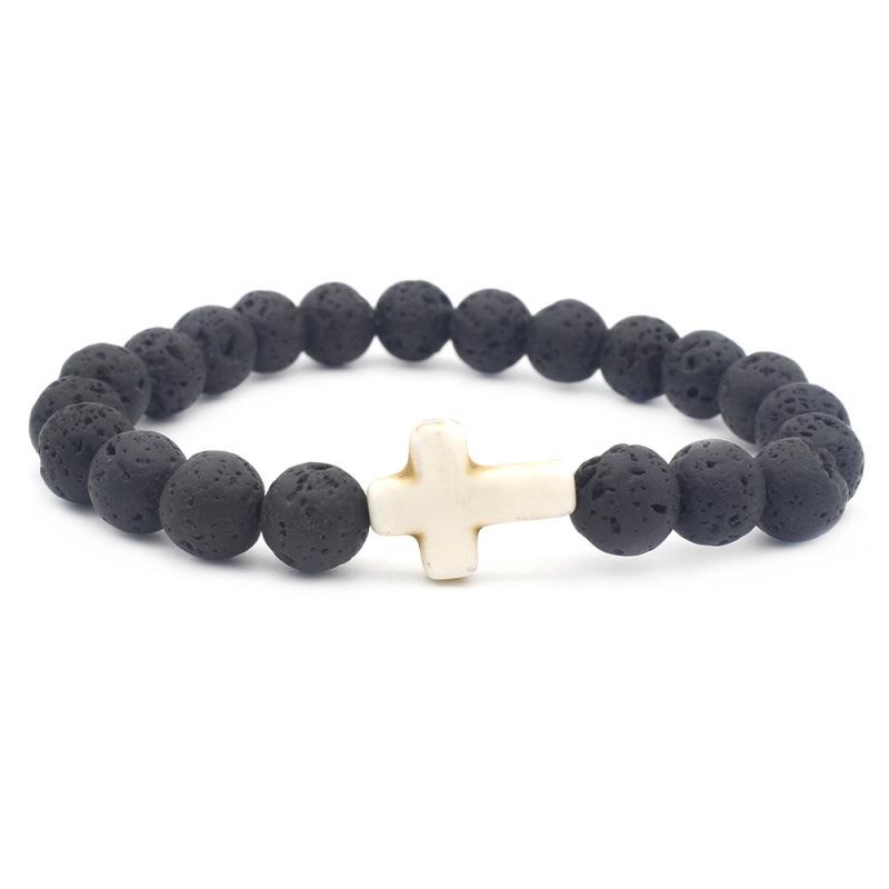 In Stock Multi-Color Lava Stone Cross Bracelet
