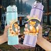 1PC Moon Wreath Fox Portrait 750ml Color Plastic Sports Water Bottle Leakproof Flip Straw Lid Suitable for Sports Office Home Use