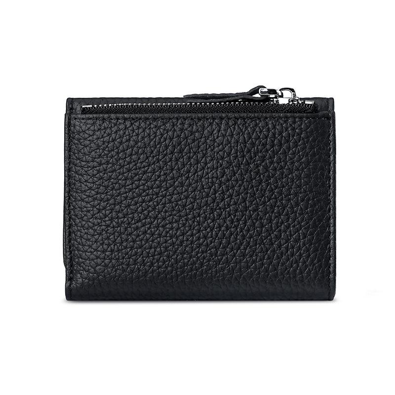 Three-fold Leather Wallet Women's RFID Anti-theft Swipe Bag 10-slot Cowhide Cash Card Holder