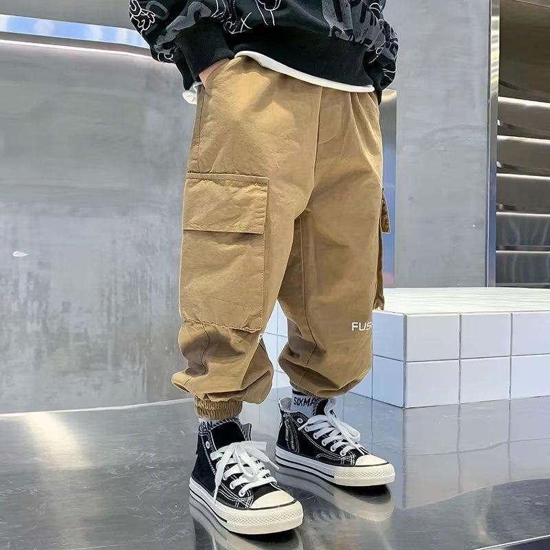 Spring Autumn Boys' Cargo Pants Casual Long Style Trousers Kids Joggers Children Sport Outdoor Pants