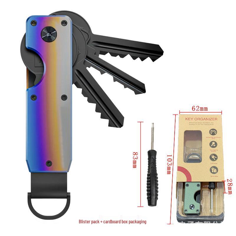 Aluminum Alloy Compact Keychain Organizer - Holds 2-6 Keys, Multifunctional and Portable