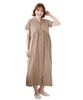 Nissen Maternity Gathered Short Sleeve Pajama Dress and Size 3L Women's Loungewear/Nursing Pajamas, (Pre- Postpartum), Beige,