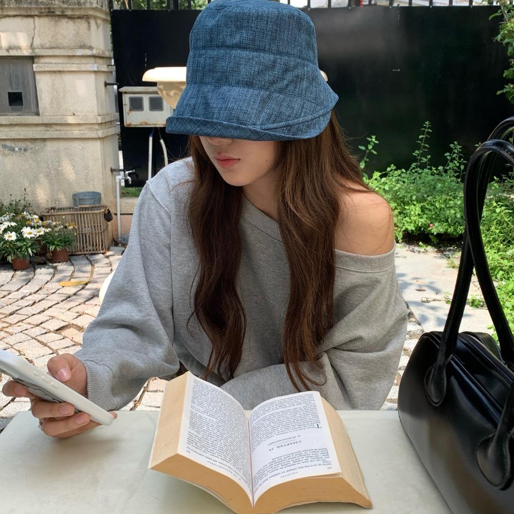 Quick-dry Flax Sun Hat Sunscreen Japanese Style Bucket Cap Fashion Roll Rim Fisherman Hat  Camping