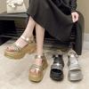 Women's Sandals for Summer Outdoor Wear, Light Luxury Rhinestone Thick-soled Roman Shoes, Exquisite All-match Sandals
