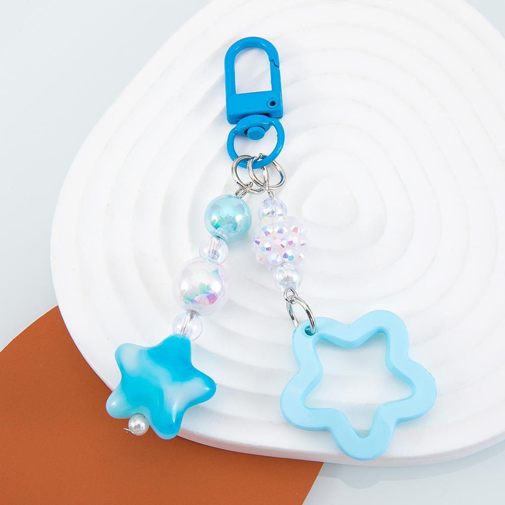 1pc 2pcs Hollow Star Charm Bag Phone Strap Pendant Colorful Acrylic Beads Keychain Accessories Cellphone Lanyard Keyring Jewelry