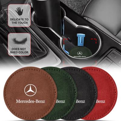 Car Cup Holder Pad PU Leather Slot Non-slip Coaster Mat For AMG C500 C200 C300 A B C E GLA CLA GLK GL ML GLE W204 W205 W203 W211 W212