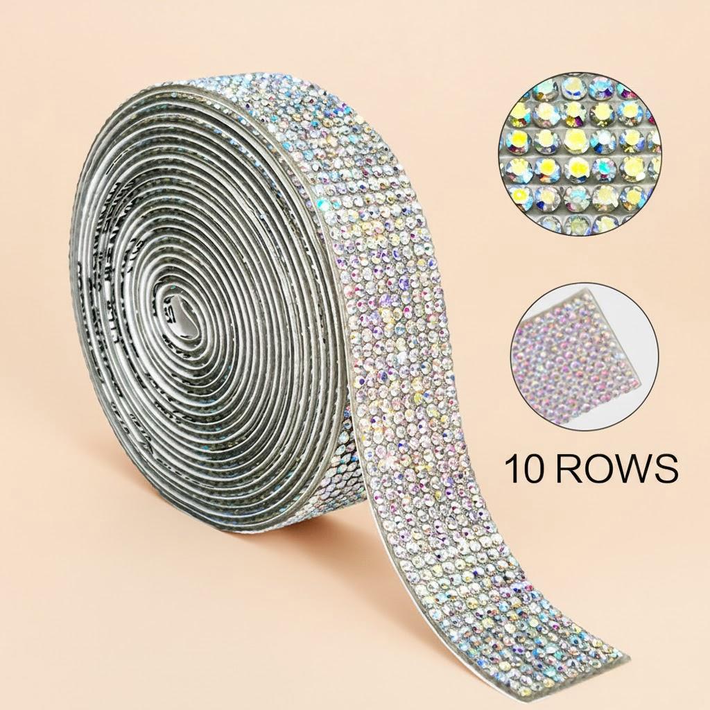 1 Roll Shining Rhinestone Sticker Self Adhesive Diamond Sticker DIY Decorative Stickers 4 8 10 14 Rows for Crafts Scrapbooking