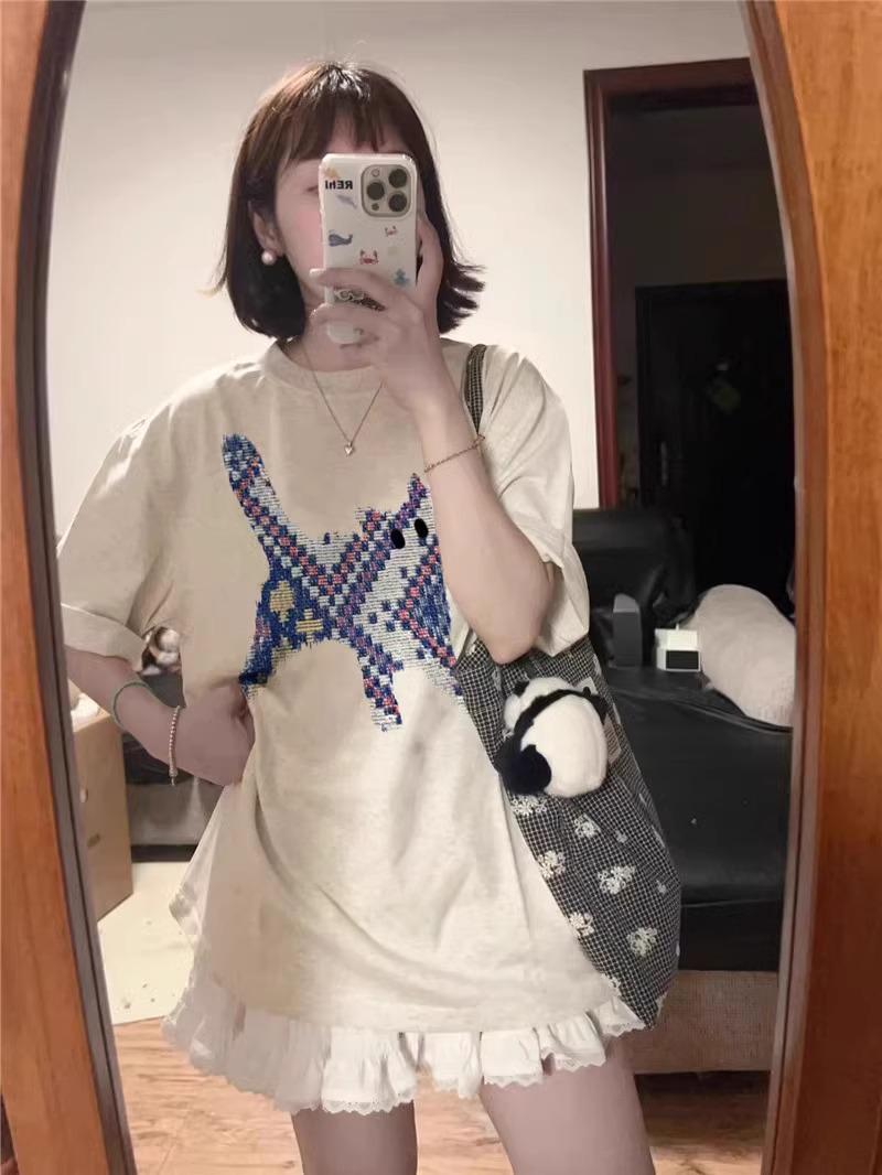 

2025 Women s American Style Pure Cotton Loose Shoulder Short-Sleeve T-Shirt M вина червоного кольору