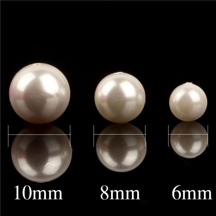 Pearl White Deep Sea Shell Round Beads (6-10mm) for Jewelry Making - Bracelets & Necklaces Single Bead 4mm / 25 beads