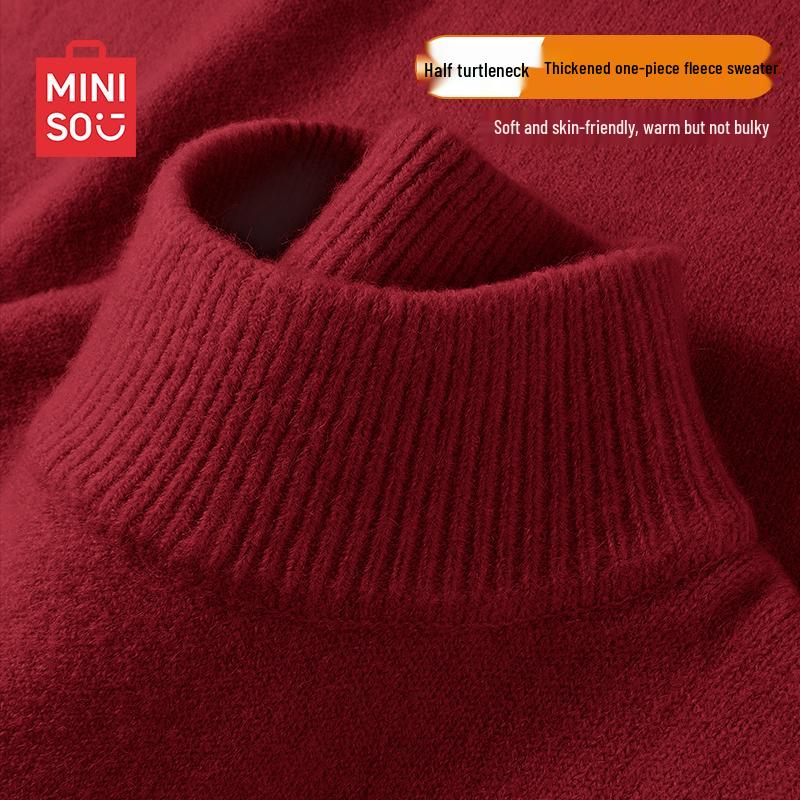 MINISO Unisex Retro Half-Turtleneck Knit Sweater