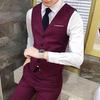 Vest Suit Single-breasted Slim-fit Polyester Men Fashion Formal Vest for Business