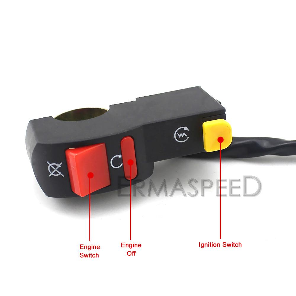 12V Universal Motorrad Lenker Schalter EIN/AUS Taste 7/8'' 22mm Start/Kill Motorrad Licht Schalter für Scooter Pit Dirt
