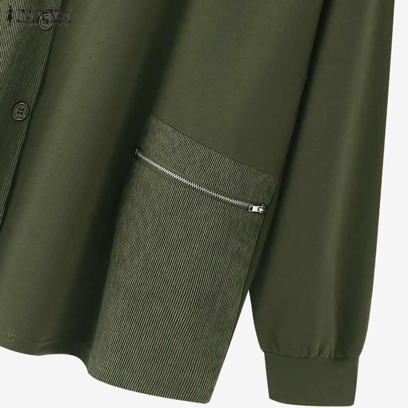 ZANZEA Women Casual Round Neck Long Sleeve Loose Thin Pullover Sweatshirts