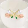 Prjewel Hellrosa Tulpenperlen Ohrstecker Exquisiter Vergoldeter Ohrring für Damen Romantischer Statement-Schmuck Mädchengeschenk