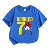 Boys Girls 100% Cotton Crew Neck Short Sleeve T-Shirt, Classic Football Star No.7 Ronaldo Printed Casual Soft Breathable Tee for Kids Daily Wear Sport