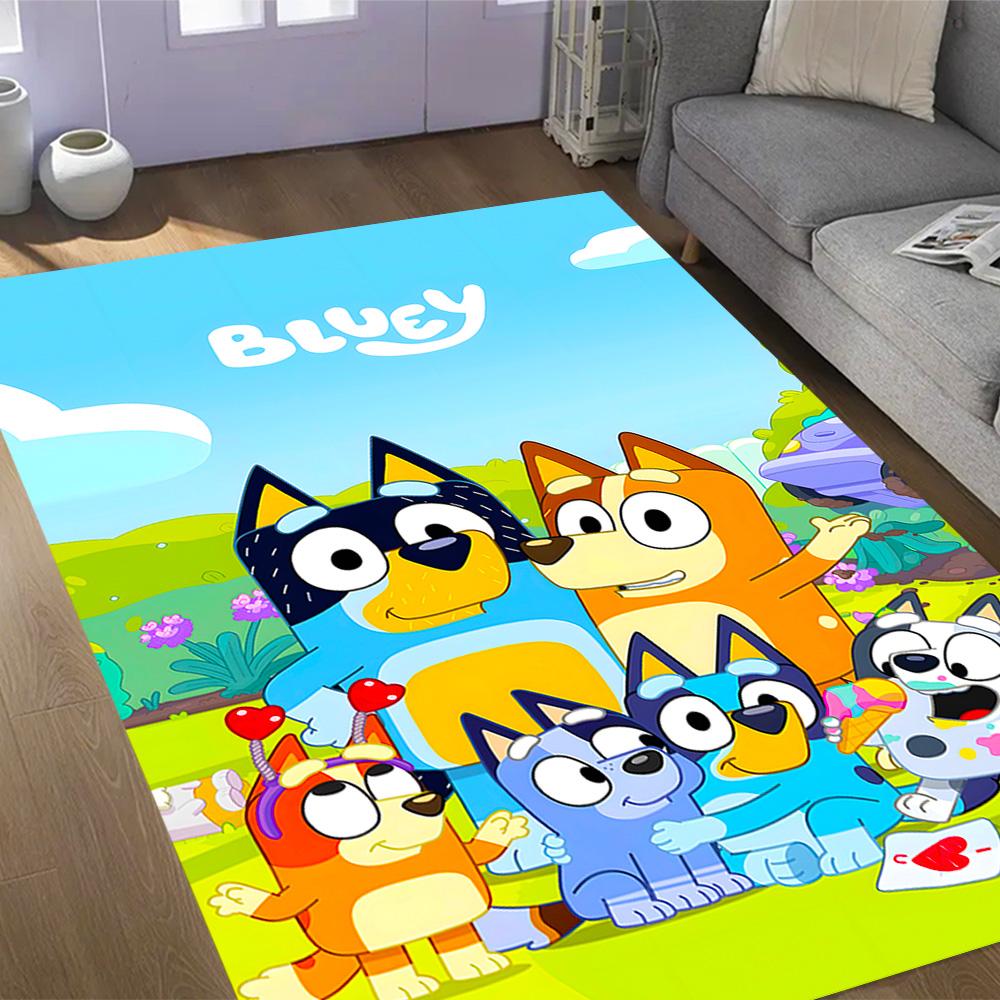 Tappeti Antiscivolo a Tema Bluey's Bus Adventure - Arredamento per la Casa in Poliestere, Adatti per Camere da Letto, Soggiorni, Ingressi, Studi e Decorazioni
