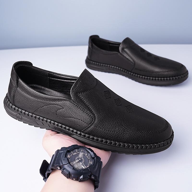 Doudou shoes men's soft-soled little white shoes one pedal casual leather shoes men's commuting lazy dad shoes breathable loafers men's shoes