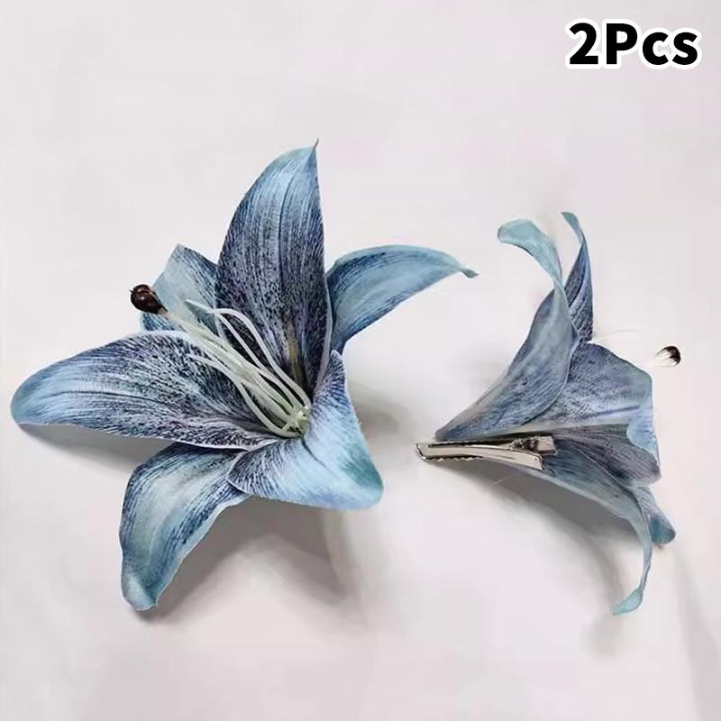 2Pcs Simulation Lily Hair Claw Ponytail Clip For Women Girls Cute Hairpin Large Hair Clip  Hair Accessories Gifts