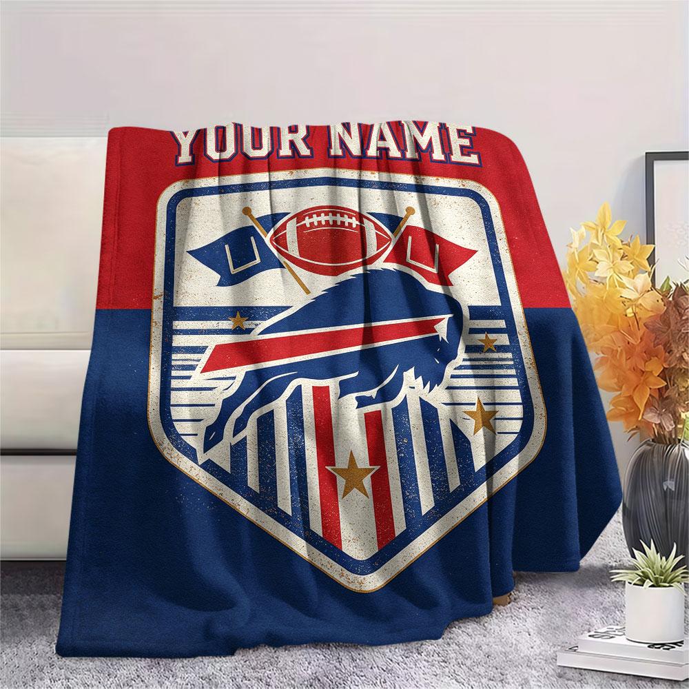 Custom Name,Buffalo Bills Printed Flannel Blanket, soft throw for bedroom sofa, washable, Christmas present, great gift.