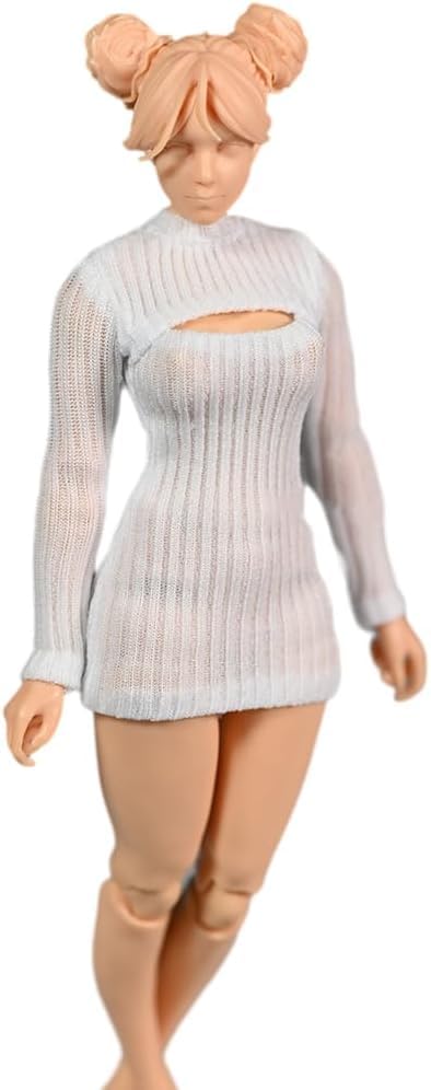 

Fremego Scale Stretchy Tight Sweater Underwear for Action Doll 1/12 Women s Clothing, 6-Inch (White) белый