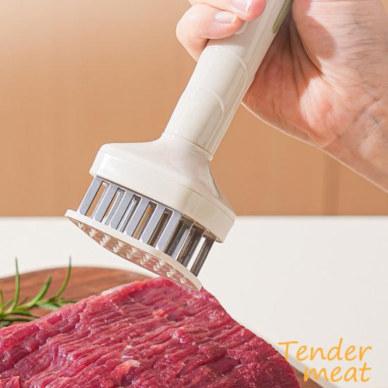 Stainless Steel Meat Tenderizer Hammer Automatic Rebound Meat Tenderizer Tool for Kitchen Family Restaurant Bakery Marinade Absorption Enhancer