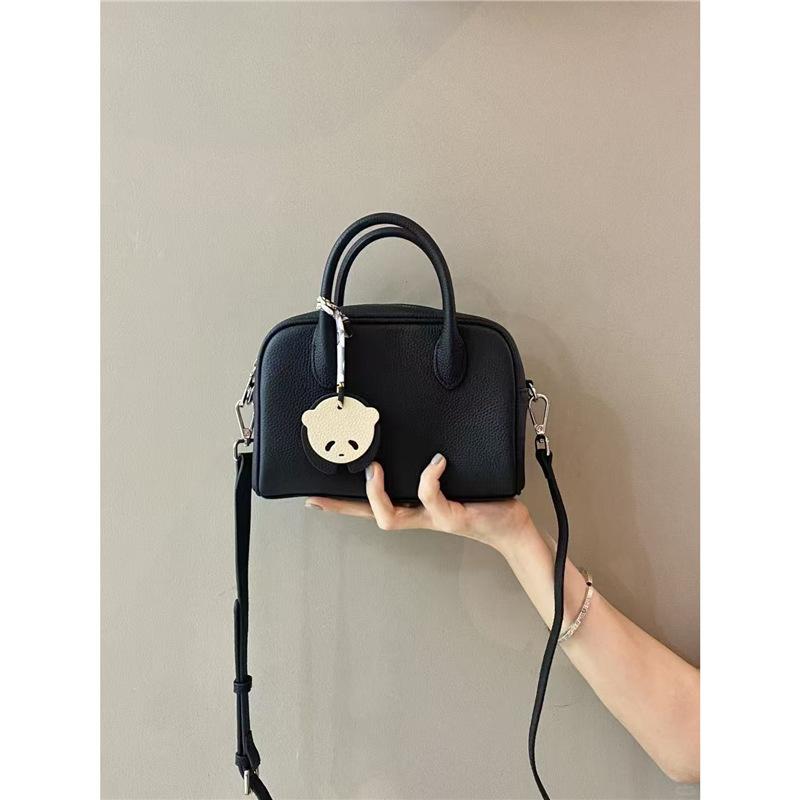 Portable Mini Boston Bag Women'S Spring And Summer Lychee Pattern Commuter Soft Leather Shoulder Crossbody Bag