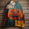 Women's Fashion Long Sleeve Pullover Halloween Print Hooded Pocket Sweatshirt