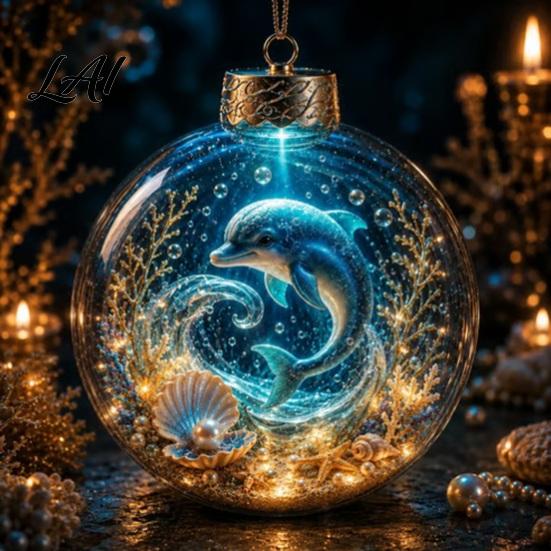 Ocean Inspired Bedroom Wall Decorations Animal Christmas Ball Ornament 3D Marine Life Hanging Decoration Underwater Sphere Ornaments Beach