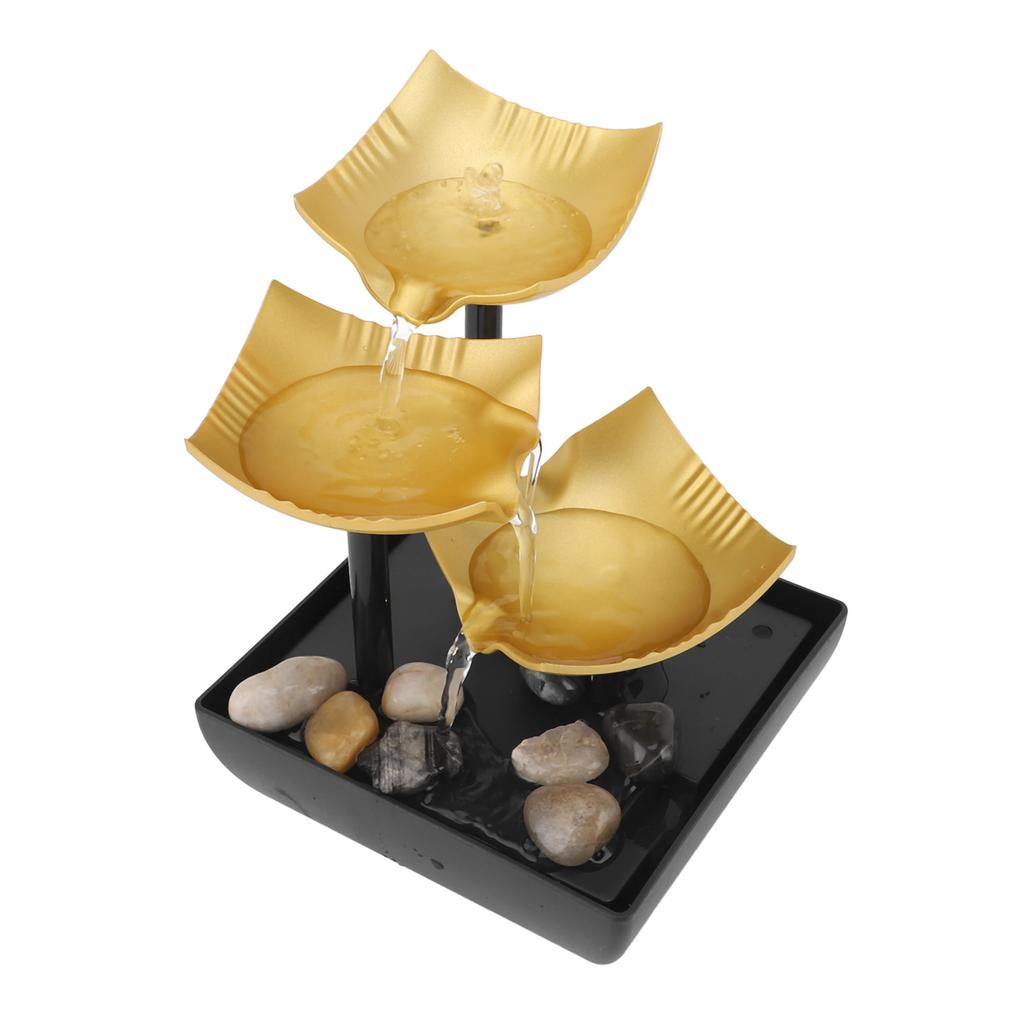 Desktop Fountain Decoration with LED Light USB Powered 3 Tier Waterflow Fountain for Home and Office Tabletop