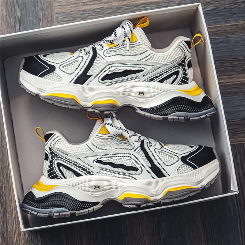 Pánské boty 2024 nové podzimní prodyšné síťované módní oblíbené tátové boty pro mládež, volný čas, sportovní platforma, trendy boty