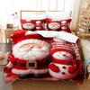 Kawaii Santa Snowman Three Piece Bedding Set Luxury Comforter Set with Queen King Size Including Household Goods Anime Cartoon C