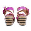 Johnature Vintage-Blumen-bequeme Sommer-Wedges-Sandalen aus echtem Leder, handgefertigt, ethnischer Stil, Damenschuhe