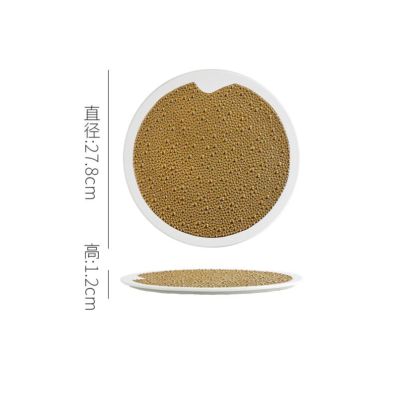 Solid Color Pearl Dot Texture Ceramic Flat Plate Sushi Plate Dessert Plate Steak Plates Molecular Cooking Creative Tableware