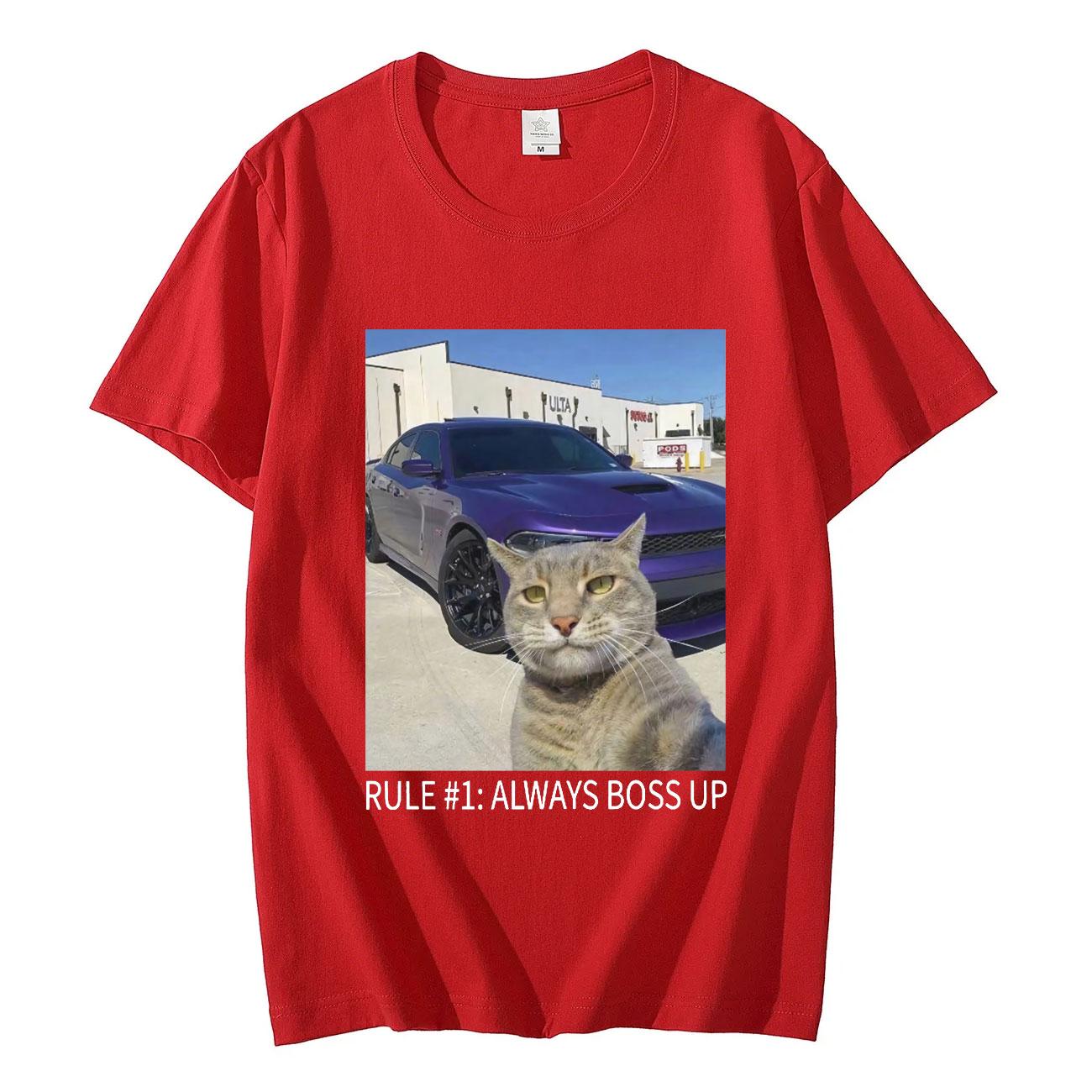 

Amare Box Cat Meme Graphic T Shirts Rule 1 Always Boss Up Funny Tshirt Unisex Casual Fashion Short Sleeve Tshirts Streetwear S