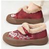Cotton Shoes New Ethnic Style Embroidery and Velvet Thickened Mother Shoes Cloth Shoes Middle-aged and Elderly Boots