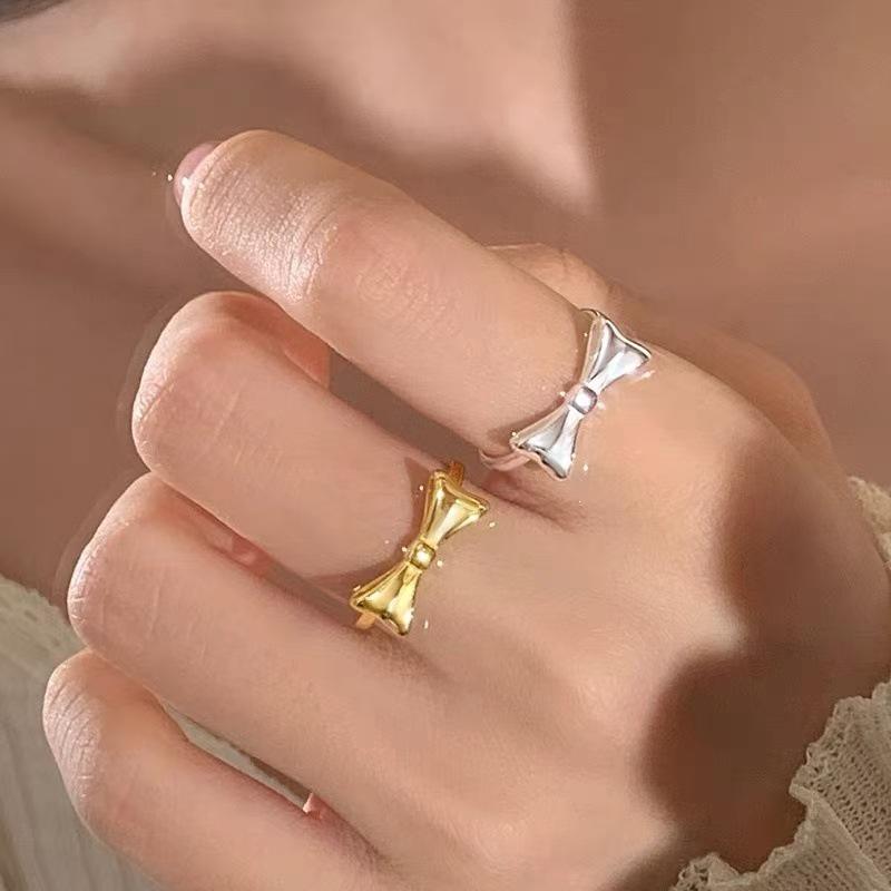 925 Sterling Silver High-End Bow Open Ring - Elegant Women's Design