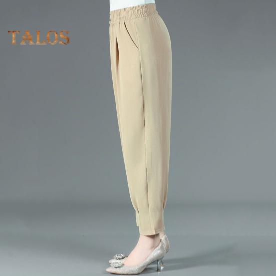 Frauen Sommer Harem Hosen Elastische Hohe Taille Einfarbig Dünne Lange Hosen Seitentaschen Casual Hosen Streetwear