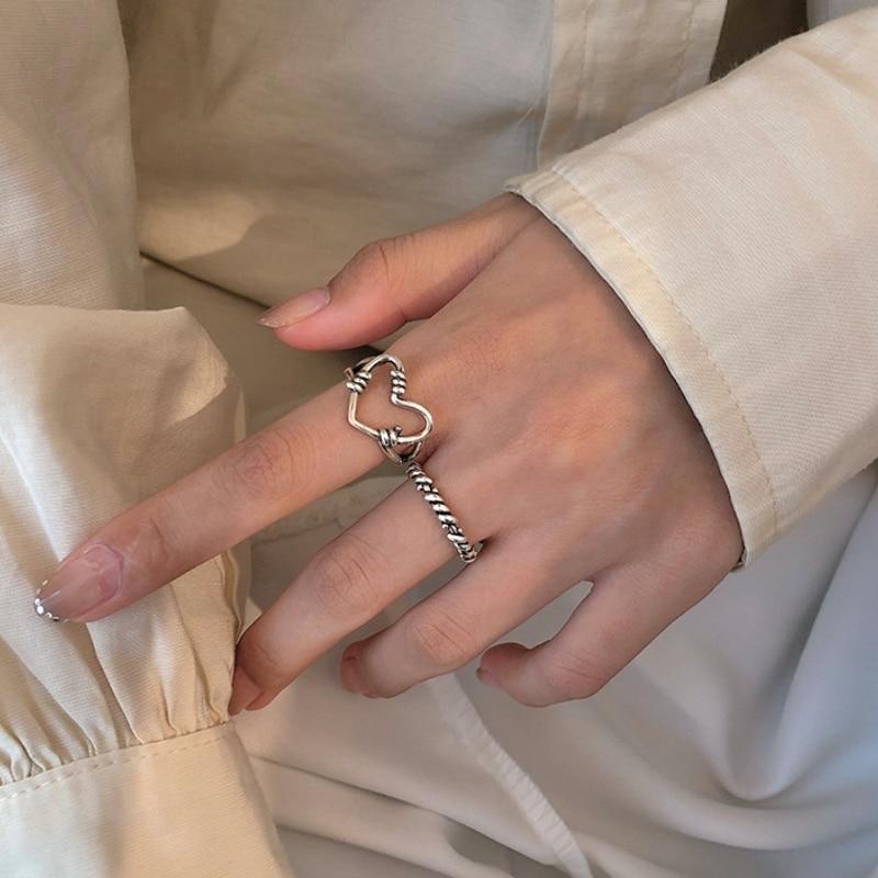 Punk duté srdce prsten láska ženy dívky svatební šperky party dárek