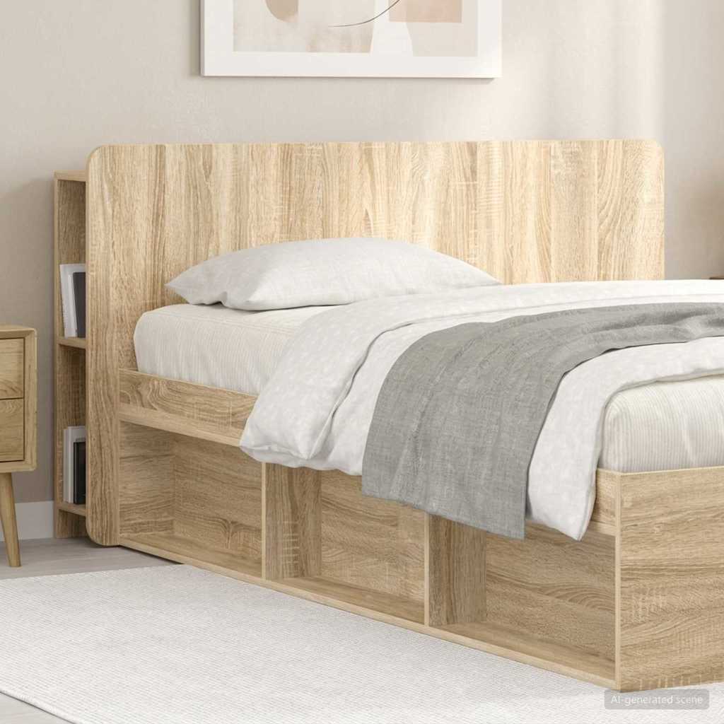 Headboard Cabinet with Storage Sonoma Wood Based Material