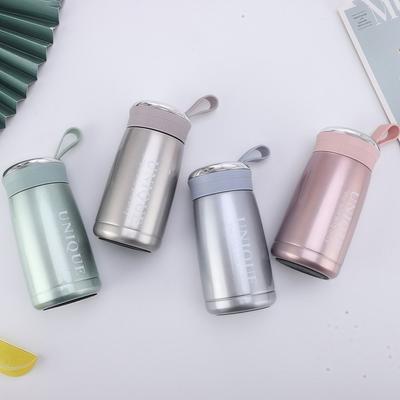 Přenosný Mini Termoska s Poutkem Nerezová Ocel 257ml Vakuová Termoska Malý Objem Kapesní Design Láhev na Vodu Cestování Venkovní