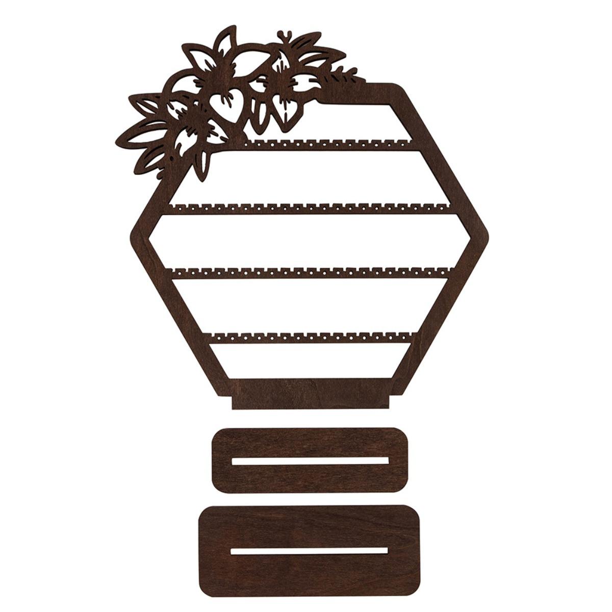 

Подставка для сережек, шестиугольная подставка для сережек, деревянные подставки для сережек в форме шестиугольника, настольный держатель для ювелирных изделий коричневый