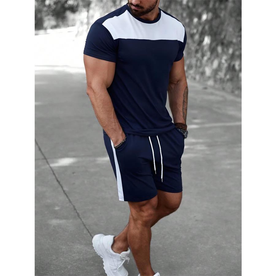 Two-piece Milano Print Men's Set Summer Casual Everyday Men's Short-sleeved T-shirt Outdoor Street Men Fashion Sports Shorts