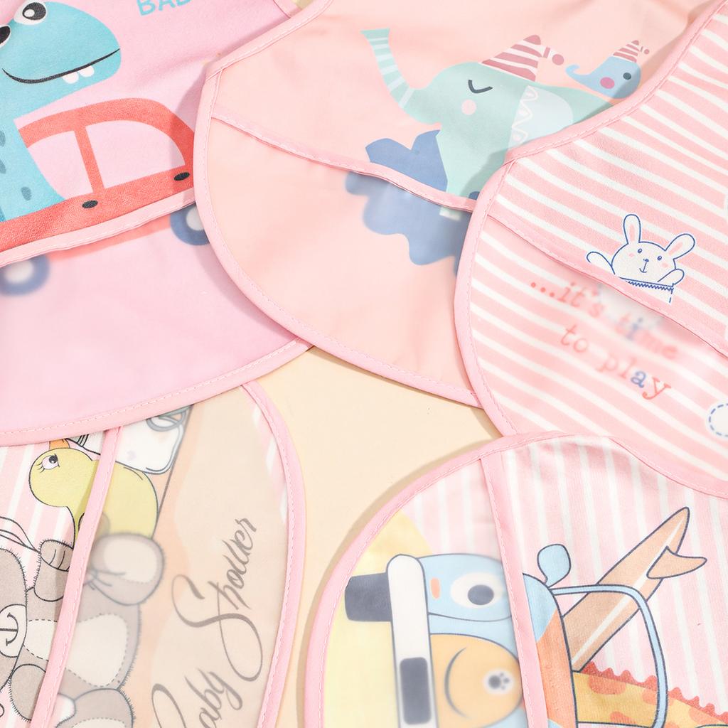 Baby rice pocket bib antifouling drool bib overgarment Rabbit wash drool pocket PU waterproof cape for children