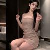 Sexy Lingerie Women Shiny Sleeveless Party Club Wrapped Sling Dress Nightdress