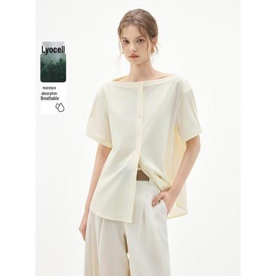 Women's Lyocell Tencel Off-Shoulder Blouse