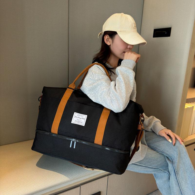 Simple outdoor lightweight travel bag Korean version portable short-distancebusiness trip duffel bag large-capacity wet and dry separation fitness bag