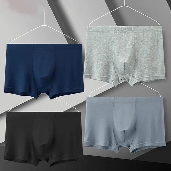 4pcs Men Underwear Modal Cotton Boxers Men's Print Soft Breathable Mid-waist Short Boxers