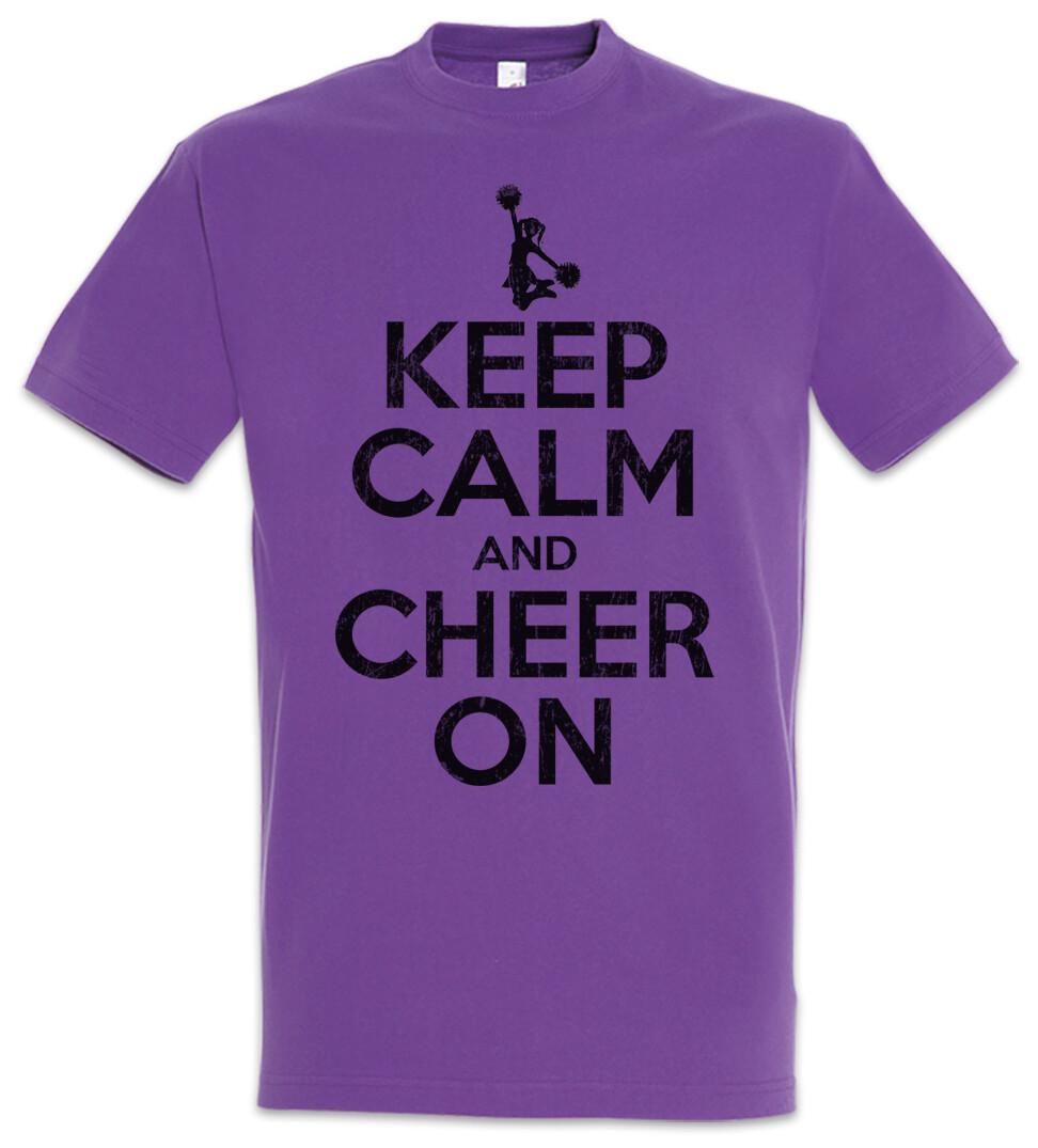 Keep Calm And Cheer On T-Shirt Fun Cheerleader Cheerleading L